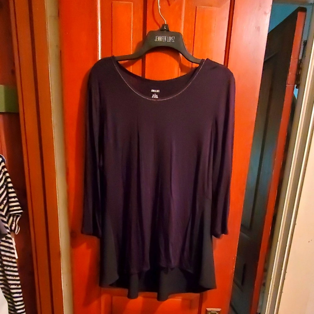 Jennifer Lopez 3/4 sleeve black top, Size L